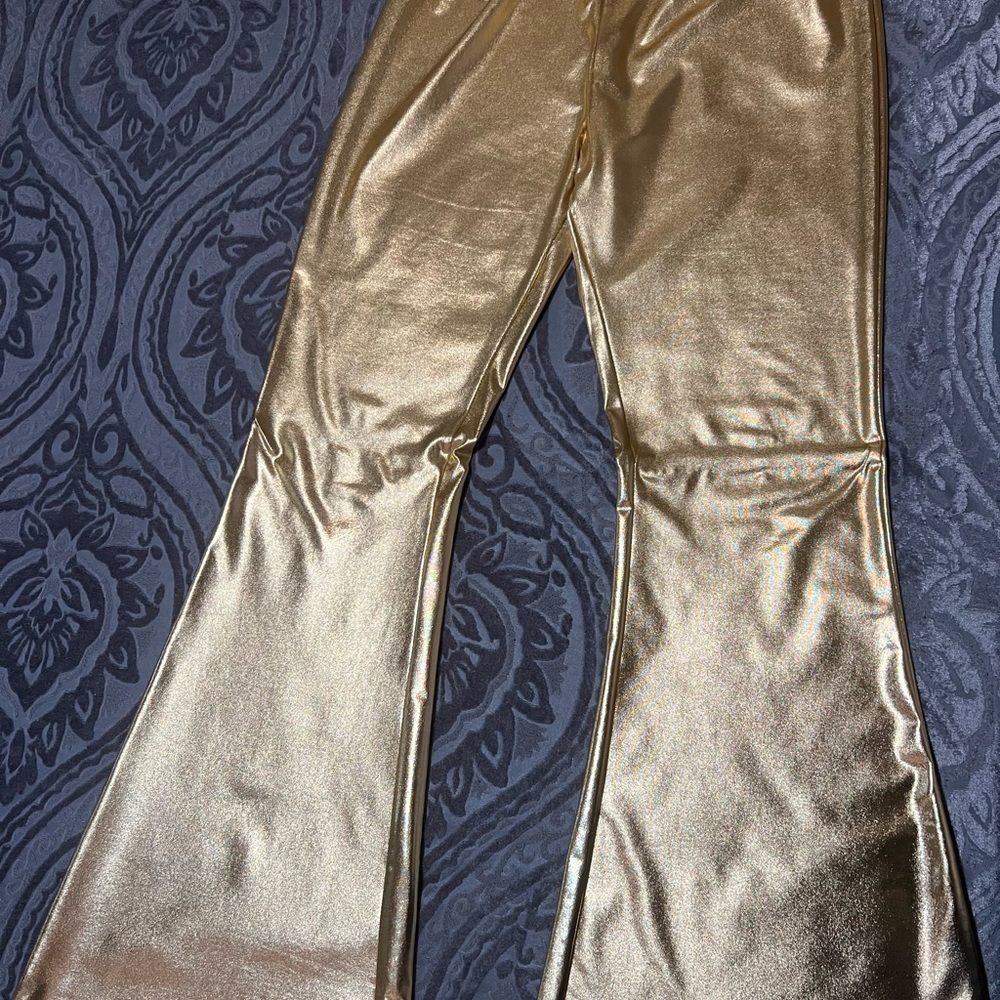 Gold Boot Cut Flared Pants